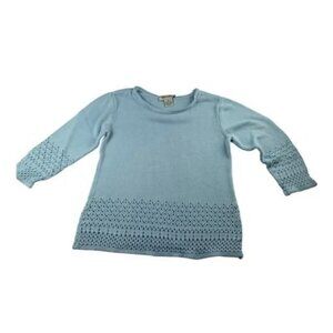 Brittany Black Light Blue Cotton Knit Sweater Womens M